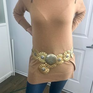 FESTIVAL Gold Studded Moroccan Belt Real Leather